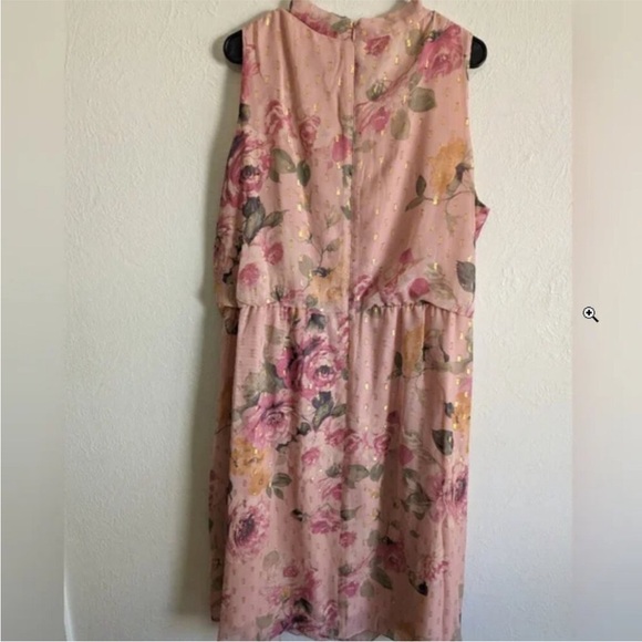 NWT size 14W Jessica Howard Women’s Style Midi Sleeveless chiffon floral dress - Picture 3 of 8